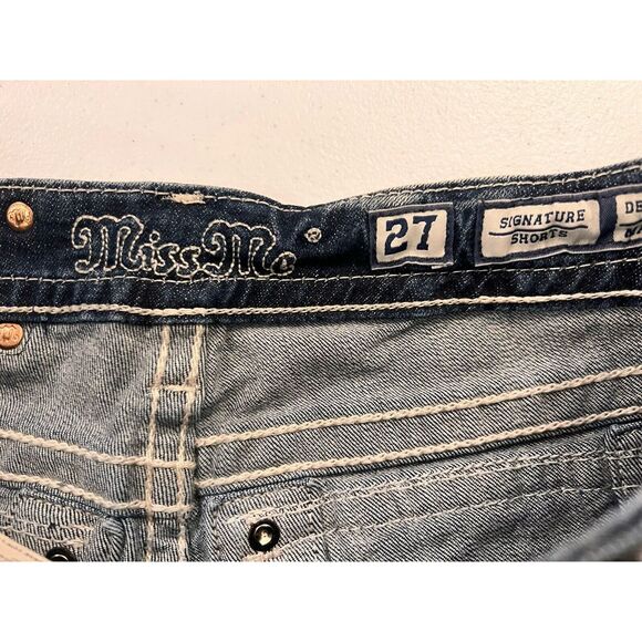 Miss Me Womens Denim Cut Off Shorts Aztec Embellished Sequin Embroidered Size 27 - Picture 8 of 9